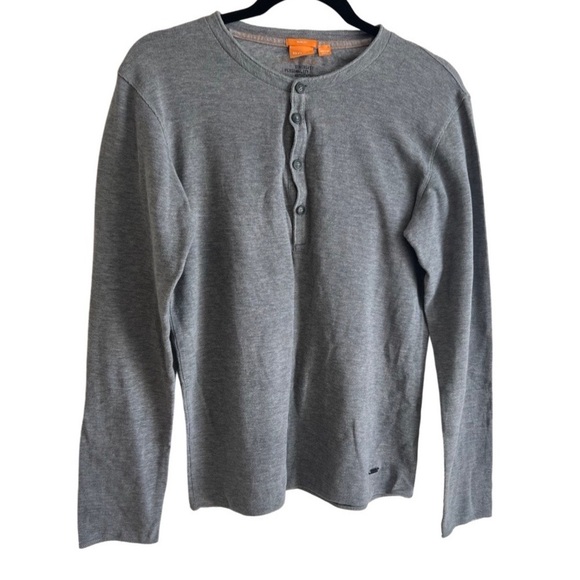 Hugo Boss Other - HUGO Boss Orange Slim Fit Grey Longsleeve Men Size M - Waffle Knit Henley